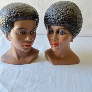 Vintage Lego Hawaiian Afro Hair Head Bust Figurines Set